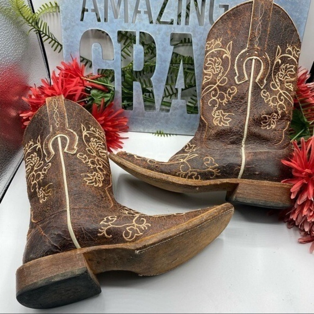 Macio Bean Sz 6 Embroidered Square Toe Boho Western Cowgirl Boots - Picture 14 of 15